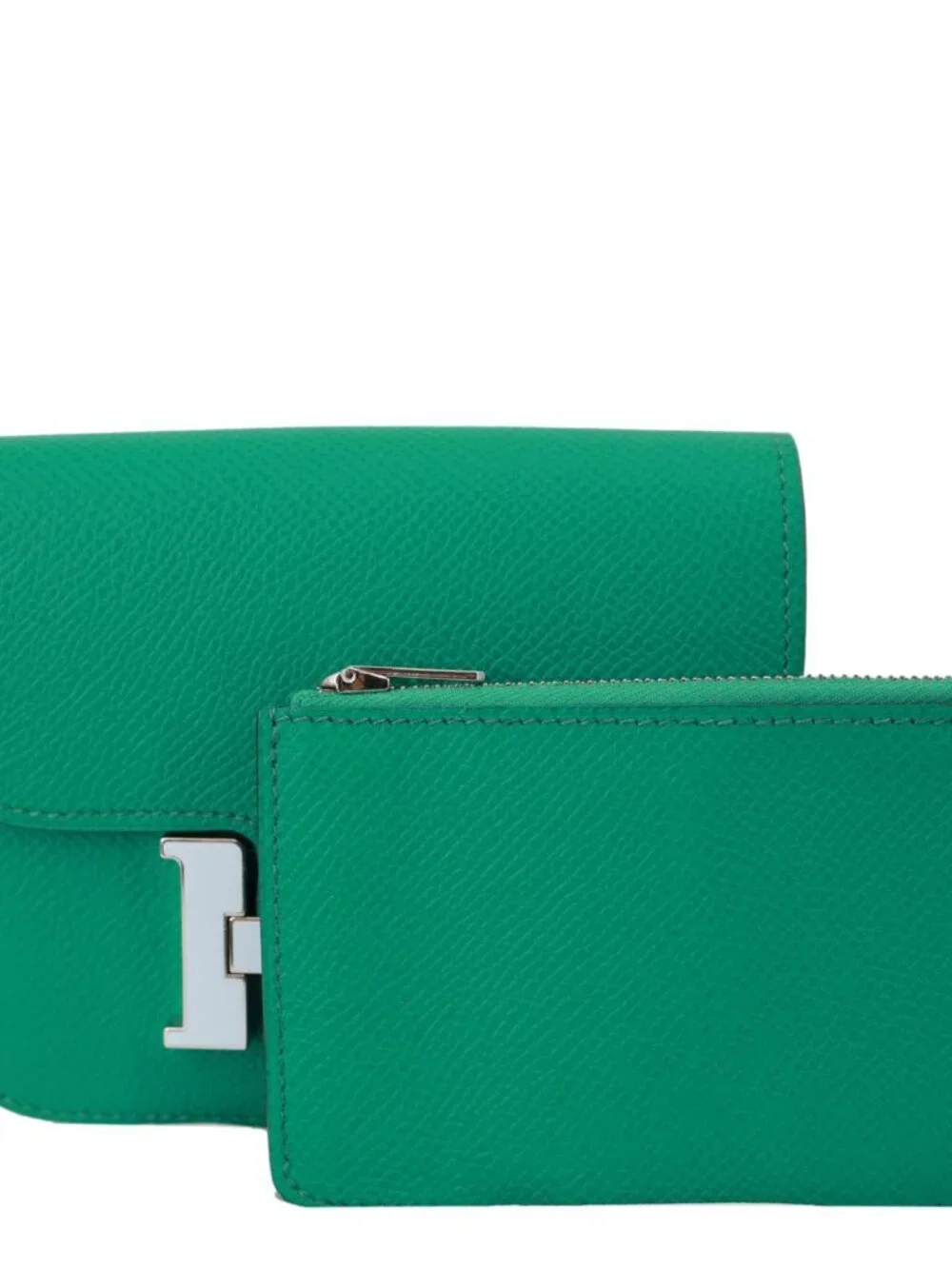 Hermes Constance Slim Grained Calfskin Leather Wallet Vert Vertigo